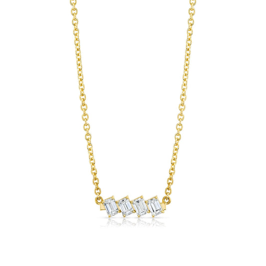 Montage Emerald Cut Diamond Bar Necklace