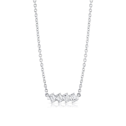 Montage Emerald Cut Diamond Bar Necklace