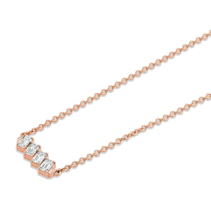 Montage Emerald Cut Diamond Bar Necklace
