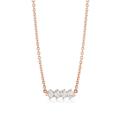 Montage Emerald Cut Diamond Bar Necklace