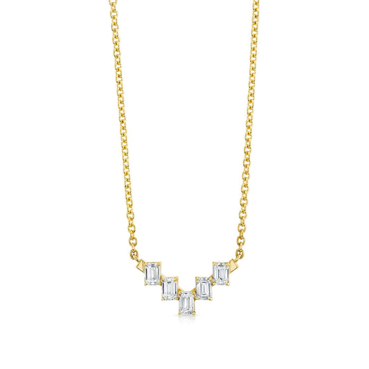 Montage Emerald Cut Diamond Chevron Necklace