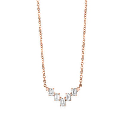 Montage Emerald Cut Diamond Chevron Necklace