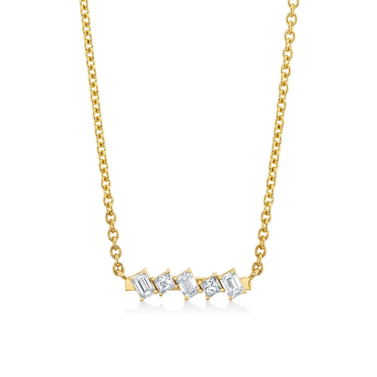 Montage Emerald & Princess Diamond Bar Necklace