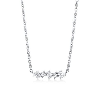 Montage Emerald & Princess Diamond Bar Necklace