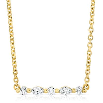 Montage Marquise and Round Cut Diamond Bar Necklace