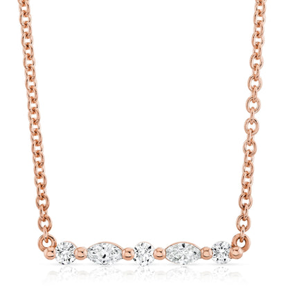 Montage Marquise and Round Cut Diamond Bar Necklace