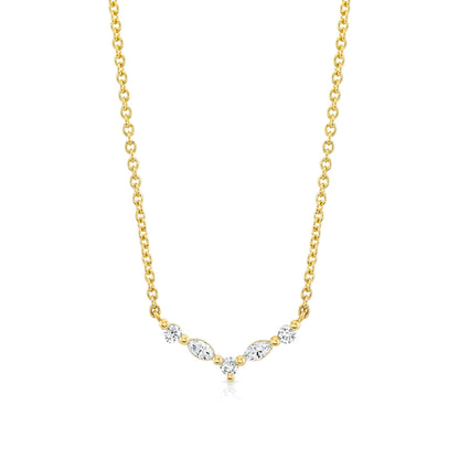 Montage Marquise and Round Cut Diamond Chevron Necklace
