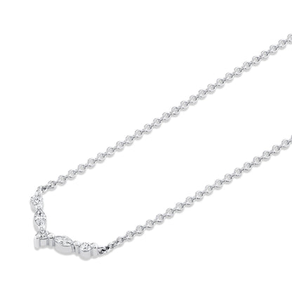 Montage Marquise and Round Cut Diamond Chevron Necklace