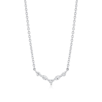 Montage Marquise and Round Cut Diamond Chevron Necklace