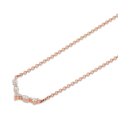 Montage Marquise and Round Cut Diamond Chevron Necklace
