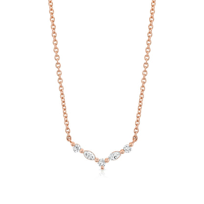 Montage Marquise and Round Cut Diamond Chevron Necklace