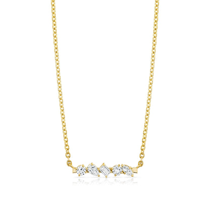 Montage Mixed Cut Diamond Bar Necklace