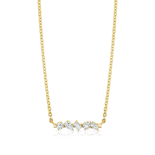 Montage Mixed Cut Diamond Bar Necklace