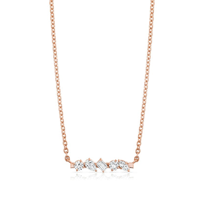 Montage Mixed Cut Diamond Bar Necklace