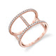 MICHAEL M Fashion Rings 14K Rose Gold / 4 Double Bar Diamond Ring F332-RG4
