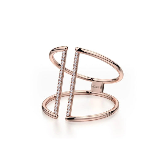 Double Band Diamond Bar Ring 6.5