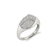 MICHAEL M Fashion Rings 14K White Gold / 4 Carve Signet Ring with Pavé F465WG