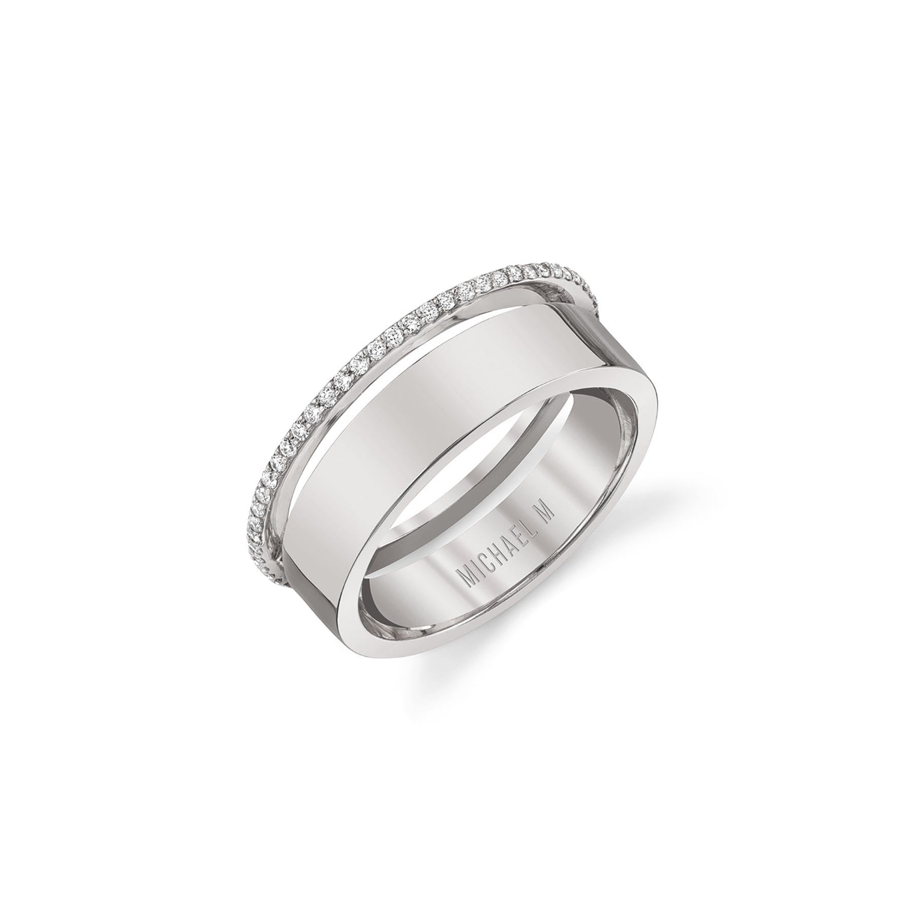 MICHAEL M Fashion Rings 14K White Gold / 4 Dual Band B325