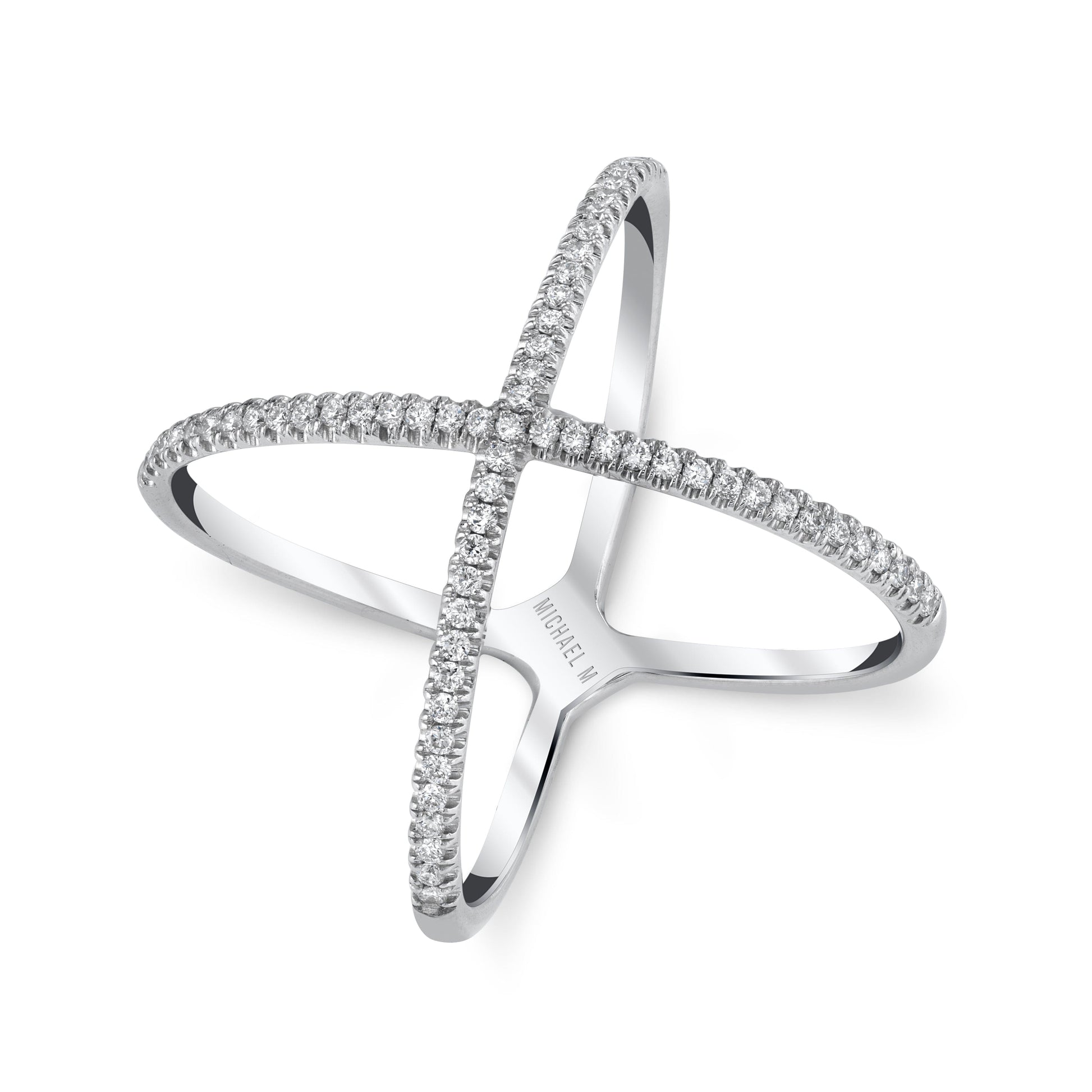MICHAEL M Fashion Rings 14K White Gold / 4 Open Criss Cross Diamond Ring F280-WG4
