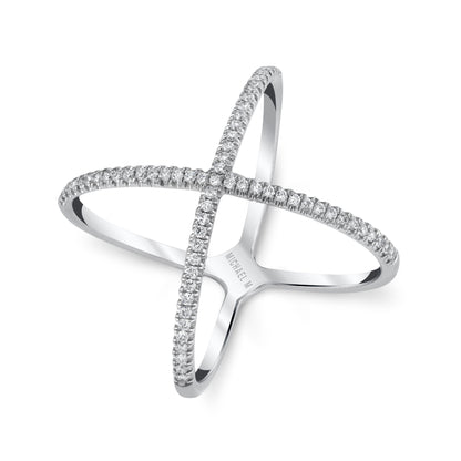 MICHAEL M Fashion Rings 14K White Gold / 4 Open Criss Cross Diamond Ring F280-WG4