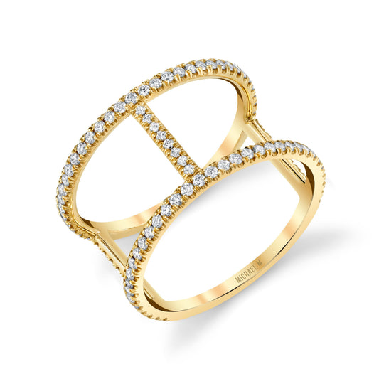 MICHAEL M Fashion Rings 14K Yellow Gold / 4 Double Bar Diamond Ring F332-YG4