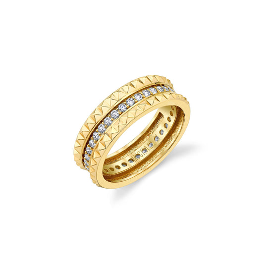 MICHAEL M Fashion Rings 14K Yellow Gold / 4 Tetra Pavé Band B361YG
