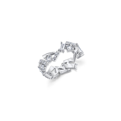 MICHAEL M Fashion Rings 18K White Gold / 4 Montage Bar Cluster Band B548