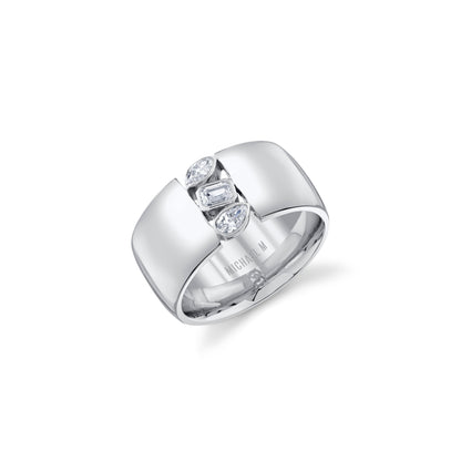 MICHAEL M Fashion Rings 18K White Gold / 4 Montage Cigar Band F409