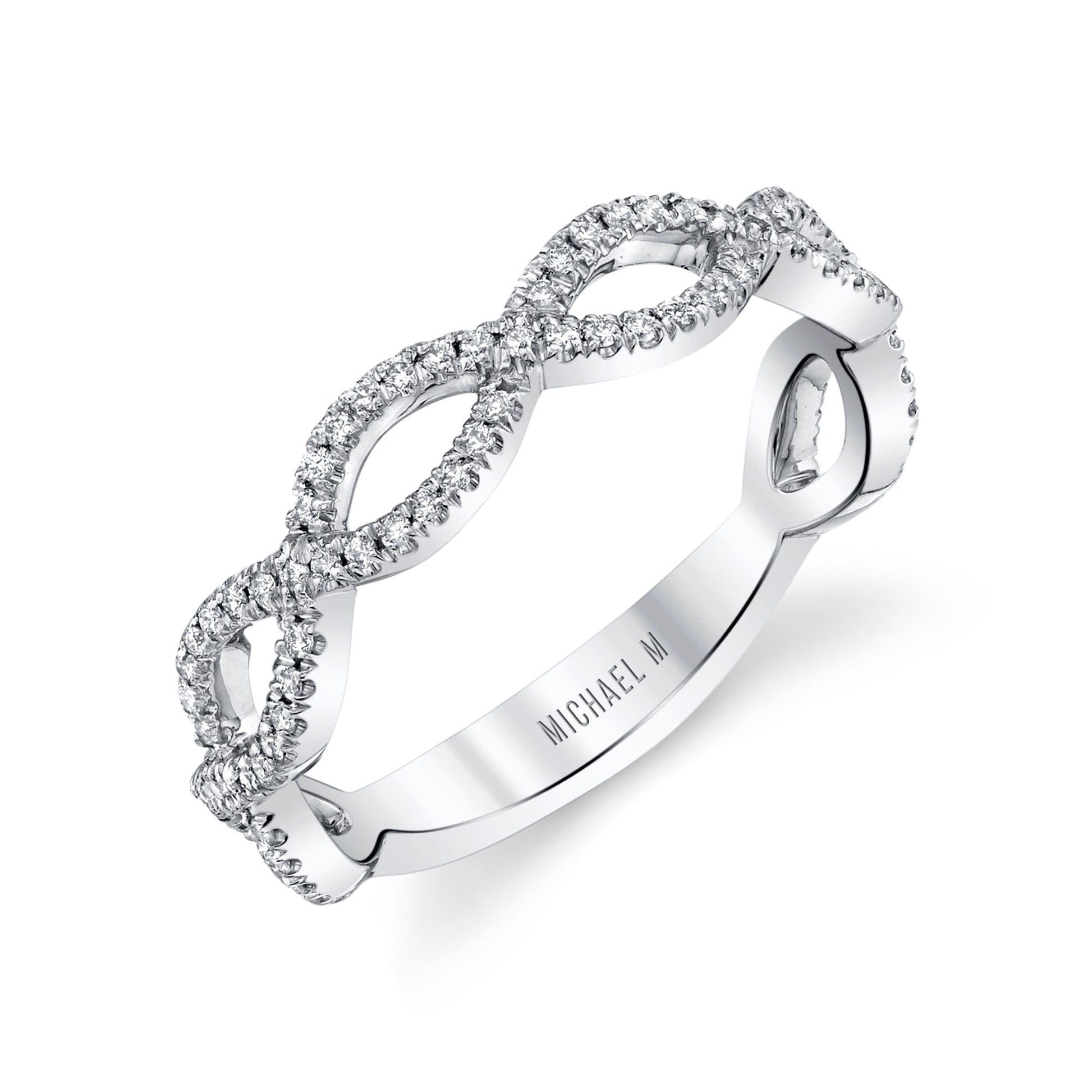 MICHAEL M Fashion Rings 18K White Gold Braided Diamond Band B317-WG4