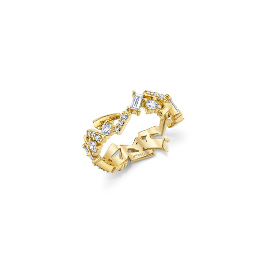 MICHAEL M Fashion Rings 18K Yellow Gold / 4 Montage Bar Cluster Band B548