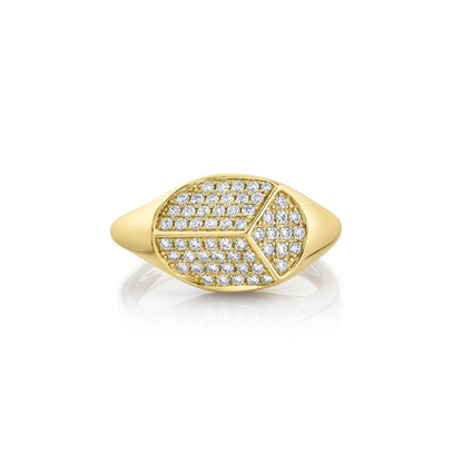 Carve Signet Ring with Pavé