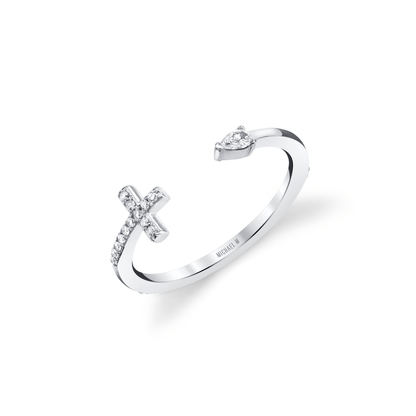 MICHAEL M Fashion Rings Cross and Teardrop Diamond Ring
