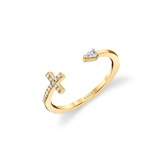 MICHAEL M Fashion Rings Cross and Teardrop Diamond Ring