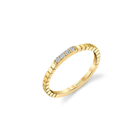 MICHAEL M Fashion Rings Etched  Four Diamond Band
