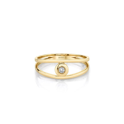 Round Bezel Double Shank Ring