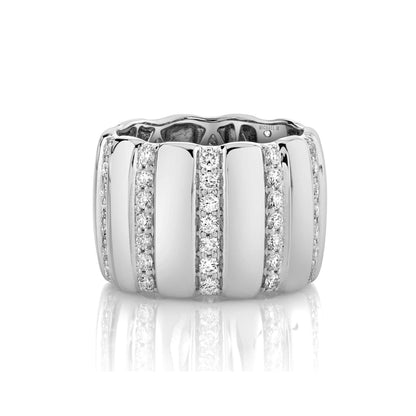 Silver Orb Ribbed Ring