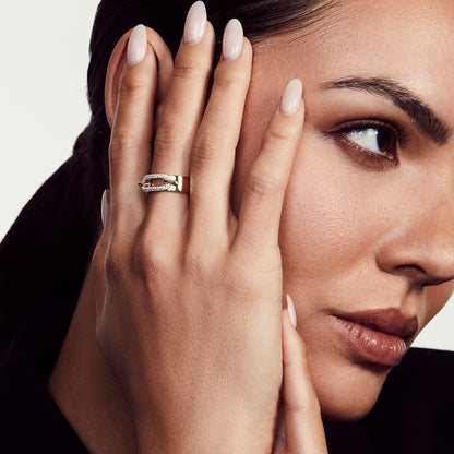 Two Tone Luxe Link Pavé Ring