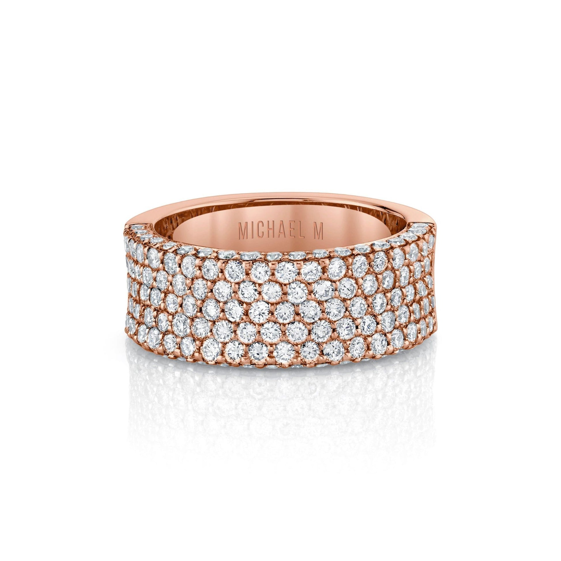 MICHAEL M High Jewelry 18K Rose Gold / 4 Europa Halved Diamond Band B540