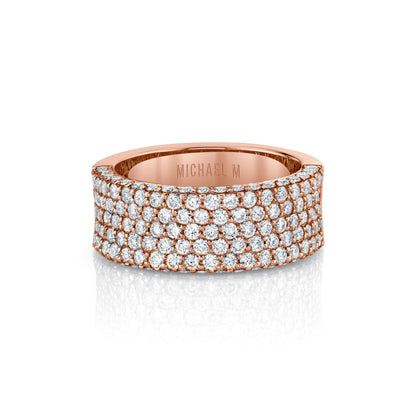 MICHAEL M High Jewelry 18K Rose Gold / 4 Europa Halved Diamond Band B540