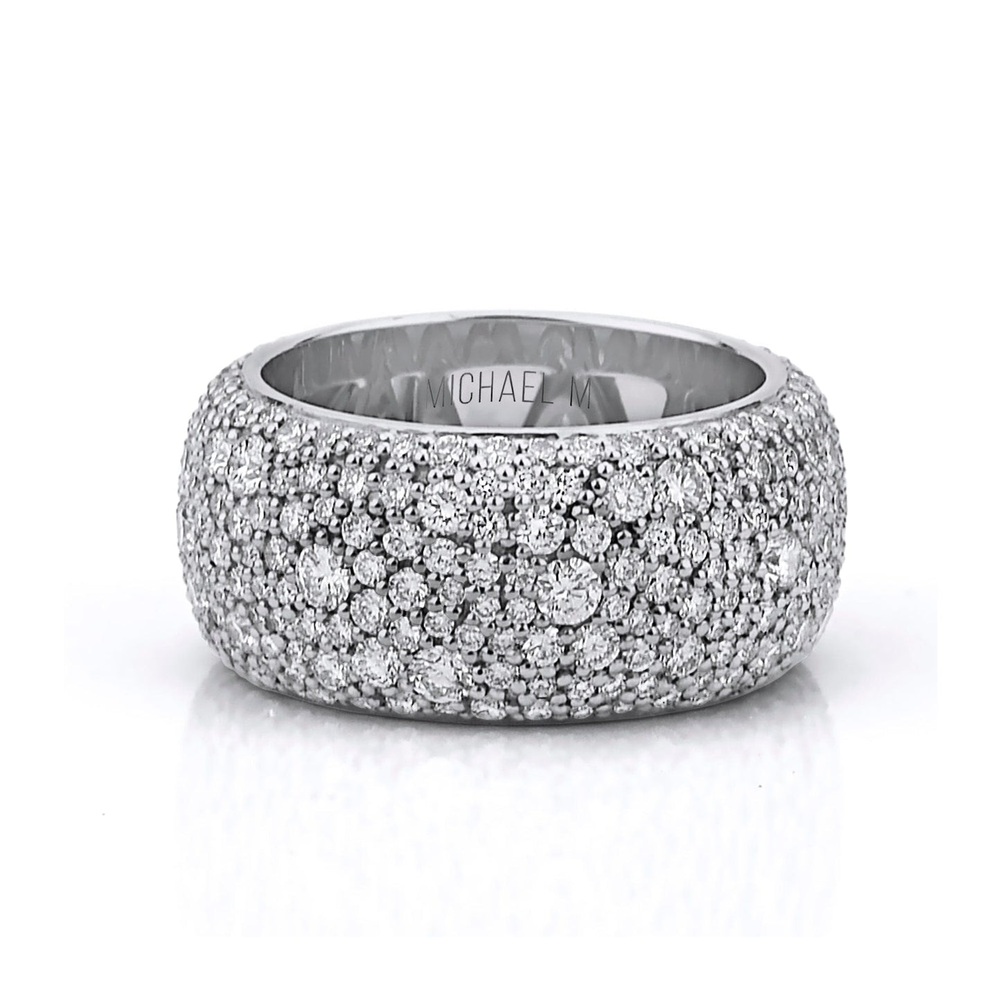 MICHAEL M High Jewelry 18K White Gold / 4 Europa Dome Eternity Ring