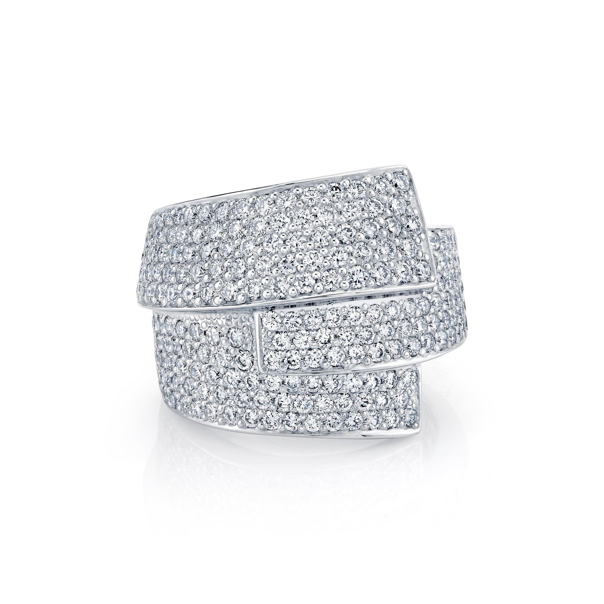 MICHAEL M High Jewelry 18K White Gold / 4 Europa Interlock Pavé Band MR174