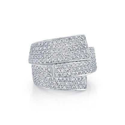 MICHAEL M High Jewelry 18K White Gold / 4 Europa Interlock Pavé Band MR174