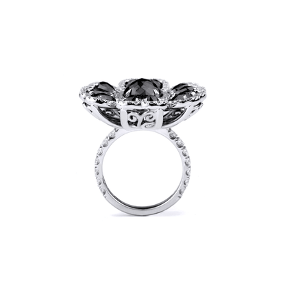 Black Diamond Petal Ring