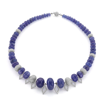 Blue and Diamond Bead Necklace