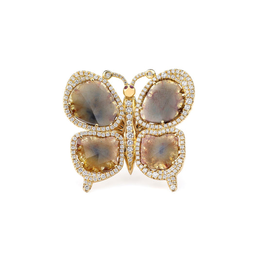 Butterfly Multi Diamond and Ruby Ring
