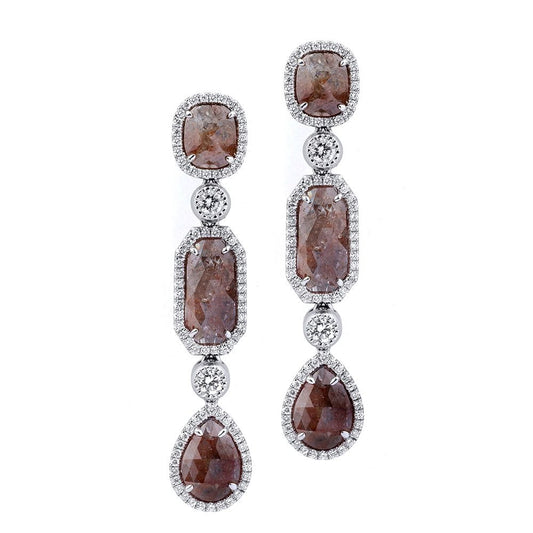 Mixed-Cut Diamond Drop Earrings