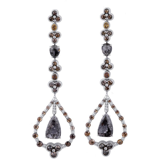 Multi-Colored Diamond Drop Earrings with Floating Ring