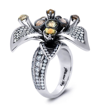 Multi-Colored Flower Ring