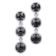 Triple Drop Round Black Diamond Earrings