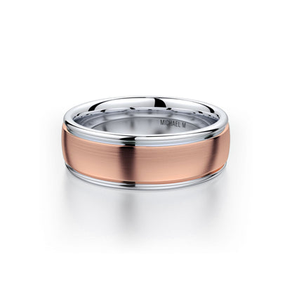 MICHAEL M Men's 14K Rose Gold/Platinum / 7 Men's Band MB106 Two-Tone MB-106RG14K